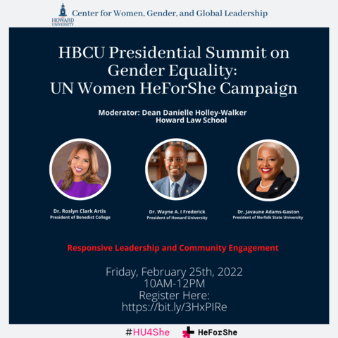 He For She flyer with event details and pictures of the panelists