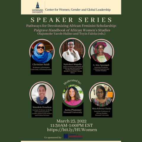 Speaker Series Book Talk flyer with event details and pictures of the panelists